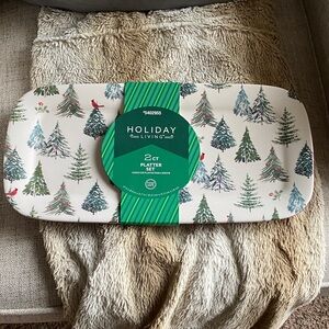 Holiday Living Tree Platter Set - Green and Red